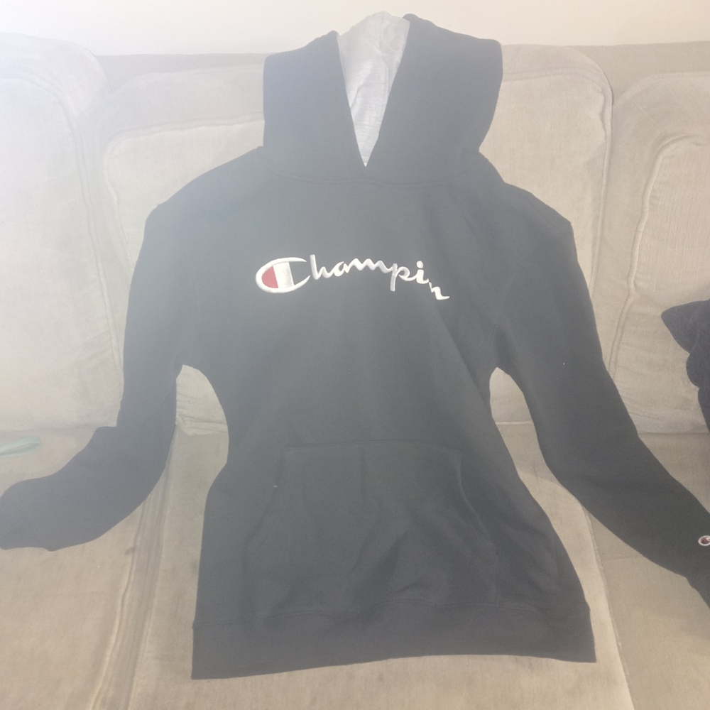 Champion Black Script Logo Hoodie